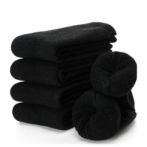 Black Merino Wool Blend Socks - Picture 1 of 5